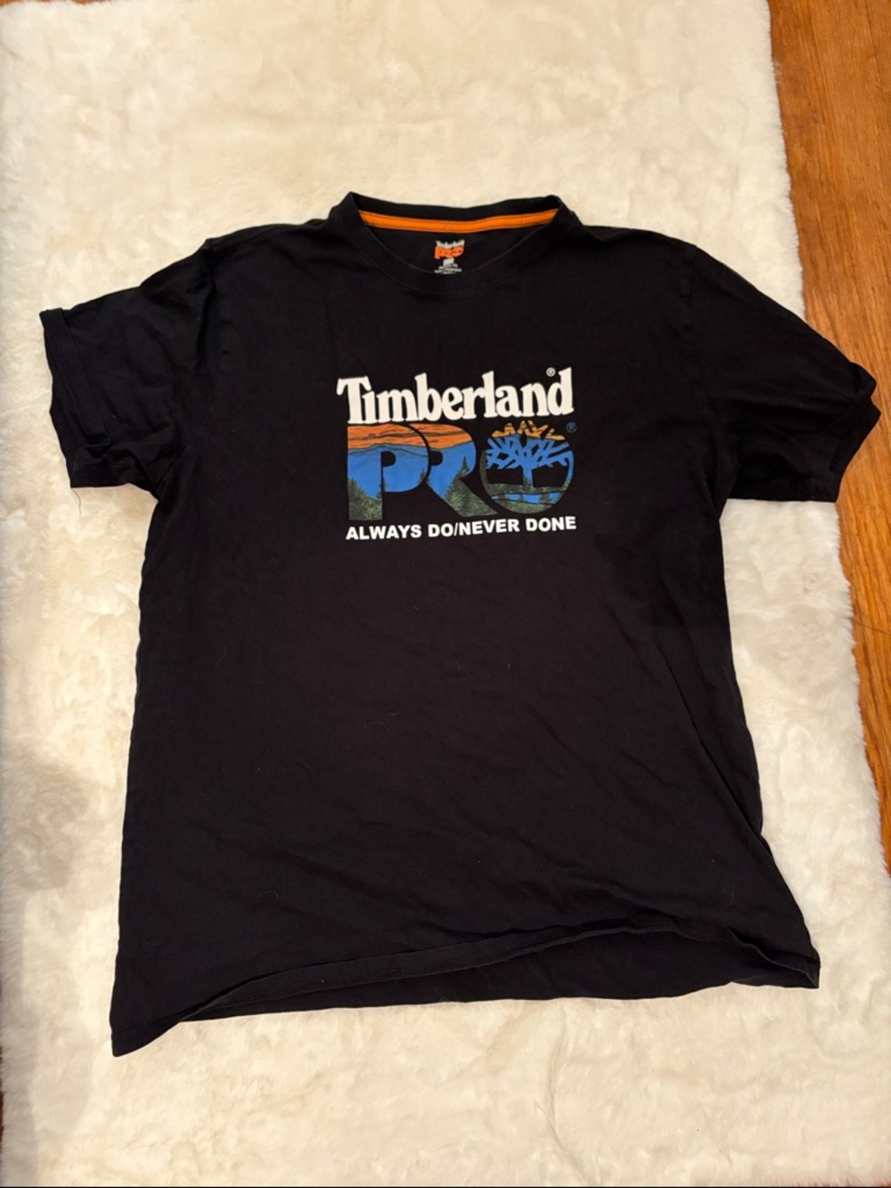 Timberland Black Tee with Blue and Orange PRO Graphic